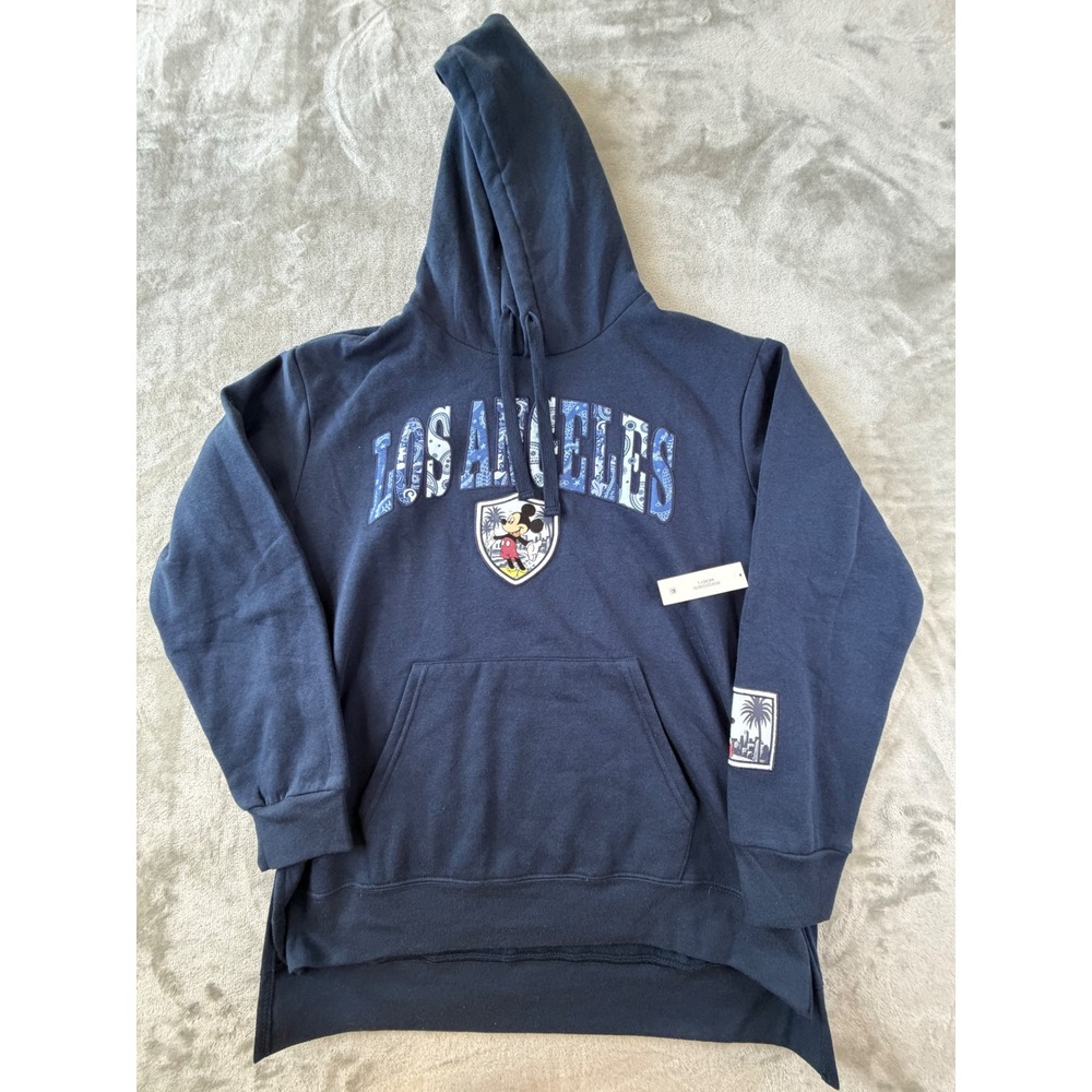 Disney Mickey Mouse Hoodie Womens Large Navy Los Angeles Graphic